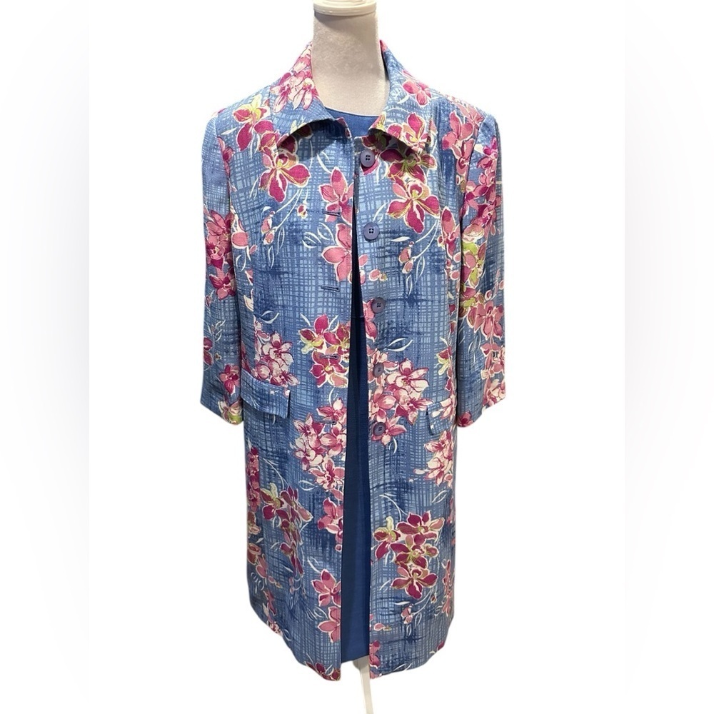 Amanda Smith Floral Blue dress set dress (2pcs) size 12 - Picture 2 of 10